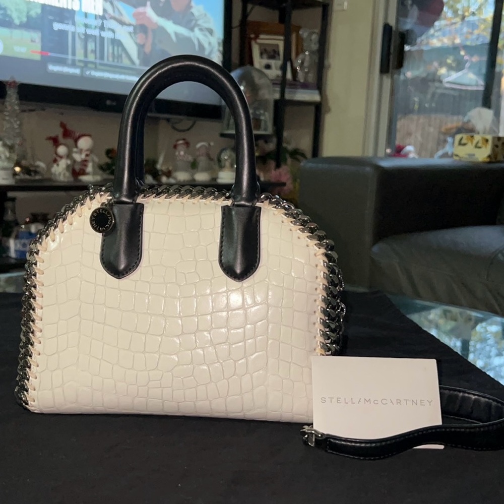 Stella McCartney Mini Falabella Croc Embossed Box Satchel Bag
